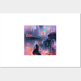 Futuristic Urban Landscape Posters and Art